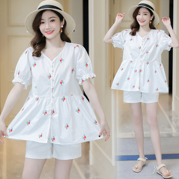 Ежедневна дамска риза с шпиц деколте за бременни