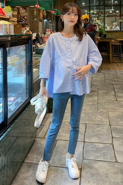 Ежедневна дамска риза с копчета за бременни