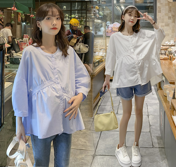 Ежедневна дамска риза с копчета за бременни