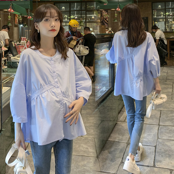 Ежедневна дамска риза с копчета за бременни