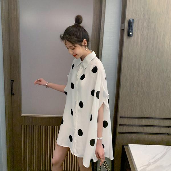 Γυναικείο φαρδύ πουά πουκάμισο εγκυμοσύνης