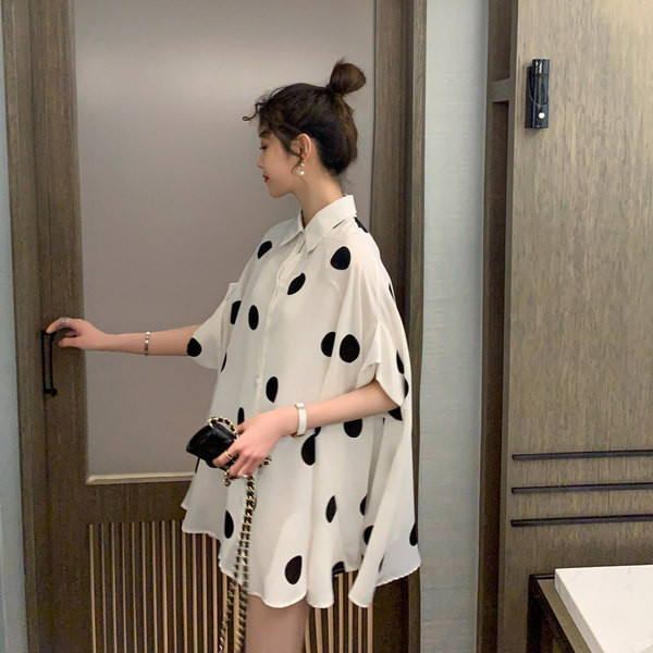 Γυναικείο φαρδύ πουά πουκάμισο εγκυμοσύνης