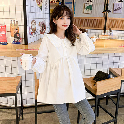 Ανοιξιάτικο φθινοπωρινό μακρυμάνικο πουκάμισο εγκυμοσύνης