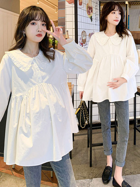 Ανοιξιάτικο φθινοπωρινό μακρυμάνικο πουκάμισο εγκυμοσύνης