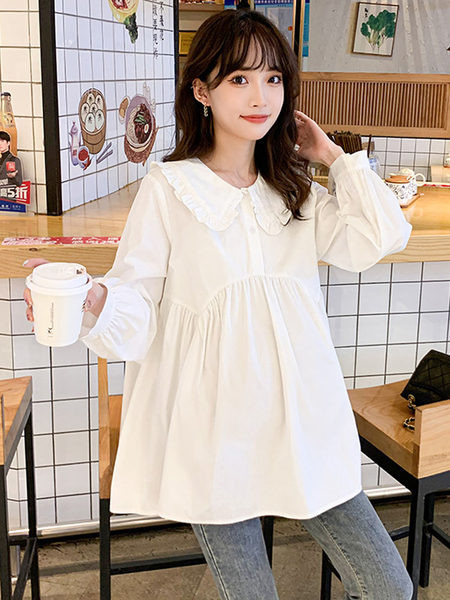 Ανοιξιάτικο φθινοπωρινό μακρυμάνικο πουκάμισο εγκυμοσύνης