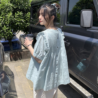 Дамска широка риза с овално деколте