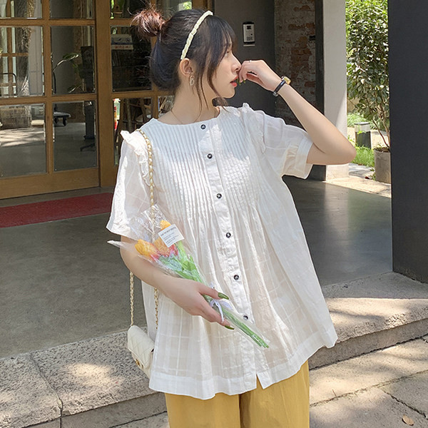 Дамска широка риза с овално деколте