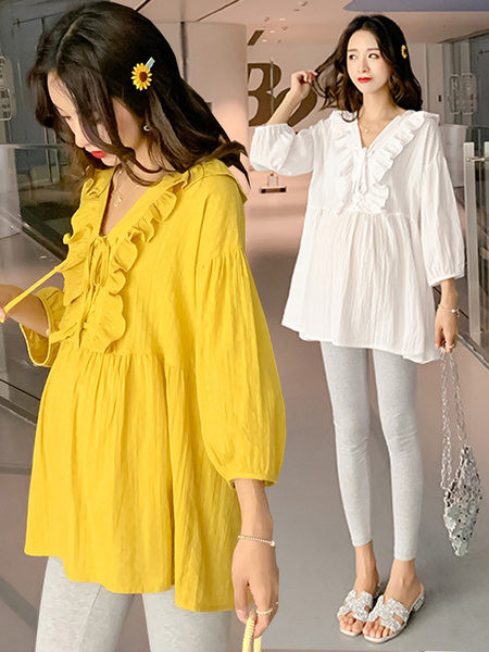 Γυναικείο πουκάμισο εγκυμοσύνης με V λαιμόκοψη