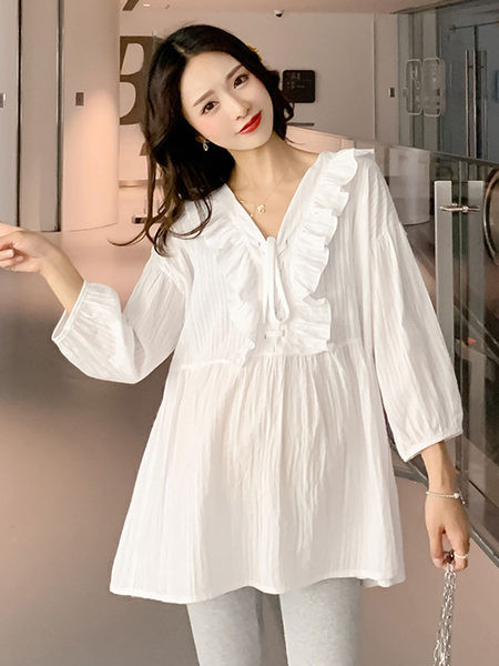 Γυναικείο πουκάμισο εγκυμοσύνης με V λαιμόκοψη