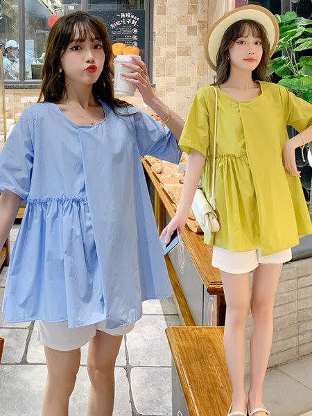 Лятна дамска блуза с овално деколте за бременни