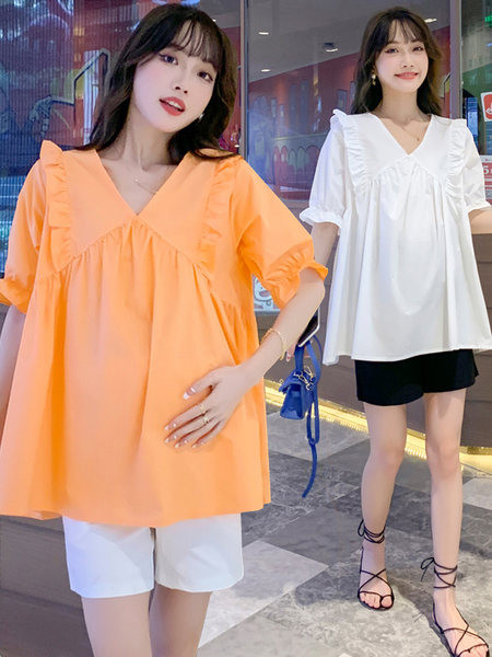 Ženska široka majica za trudnice s V-izrezom