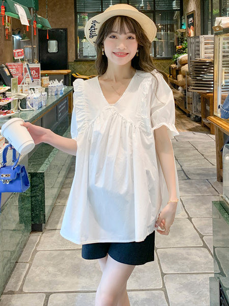 Ženska široka majica za trudnice s V-izrezom