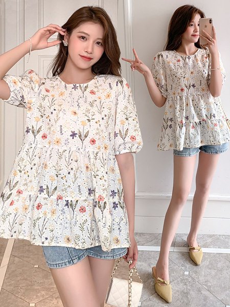 Καλοκαιρινό πουκάμισο για εγκύους με φλοράλ μοτίβα