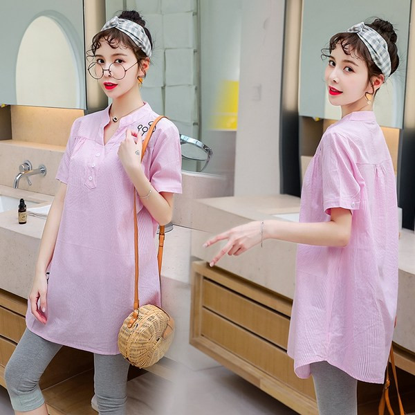 Ежедневна дамска риза с бродерия за бременни-широк модел