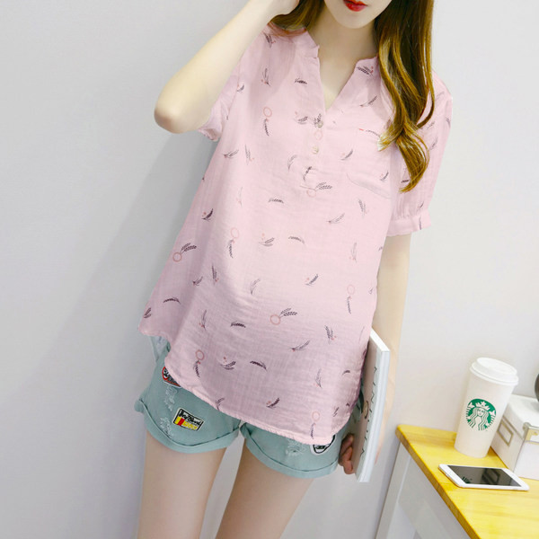 Pamučna trudnička košulja s V-izrezom