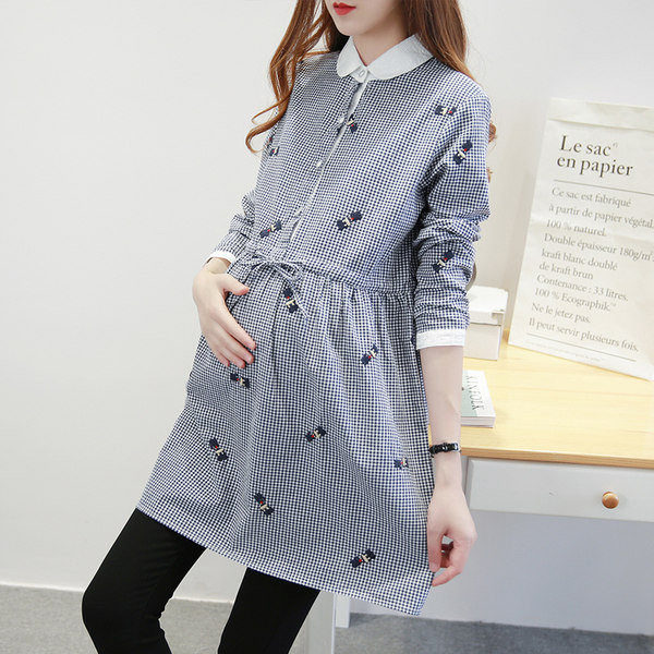 Γυναικείο casual πουκάμισο για εγκύους με κέντημα