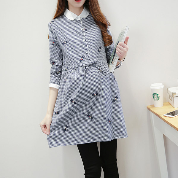 Γυναικείο casual πουκάμισο για εγκύους με κέντημα