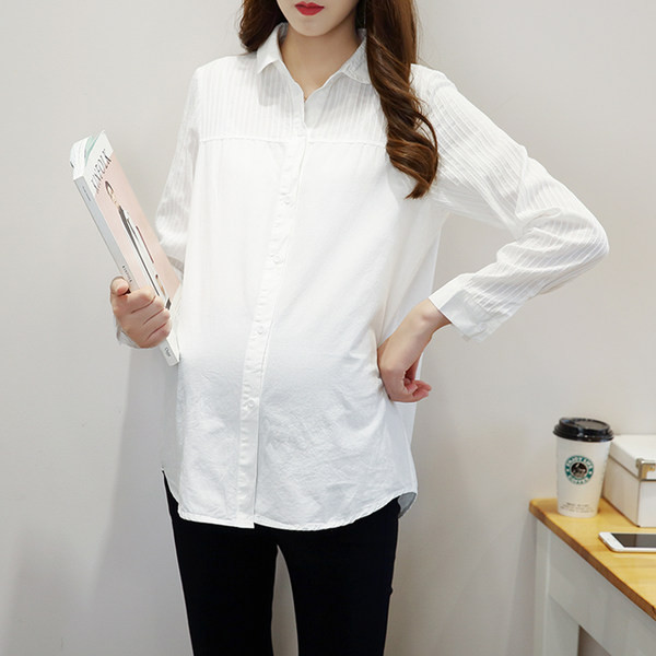 Κλασικό σχέδιο πουκάμισο για εγκύους με κλασικό γιακά