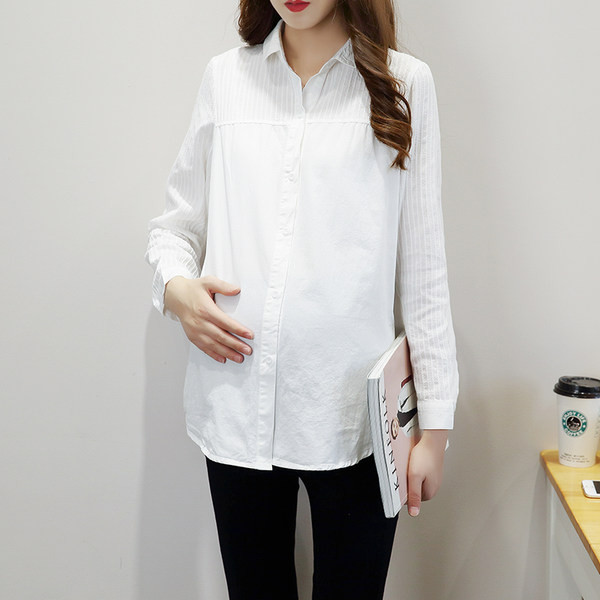 Κλασικό σχέδιο πουκάμισο για εγκύους με κλασικό γιακά