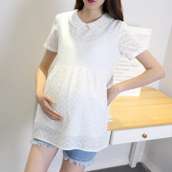 Νέο μοντέλο γυναικείο πουκάμισο με στρογγυλή λαιμόκοψη σε λευκό χρώμα