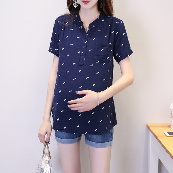 Καλοκαιρινό πουκάμισο με λαιμόκοψη V για εγκύους