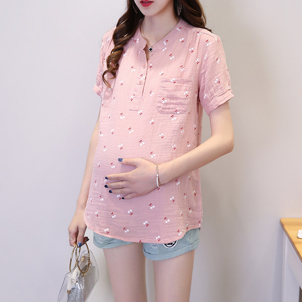 Καλοκαιρινό πουκάμισο με λαιμόκοψη V για εγκύους