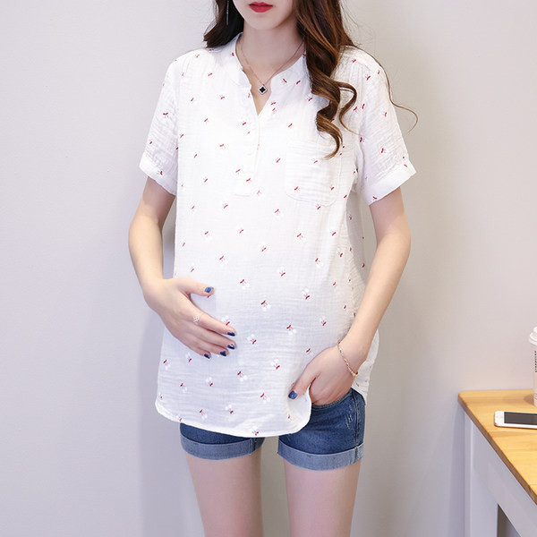 Καλοκαιρινό πουκάμισο με λαιμόκοψη V για εγκύους