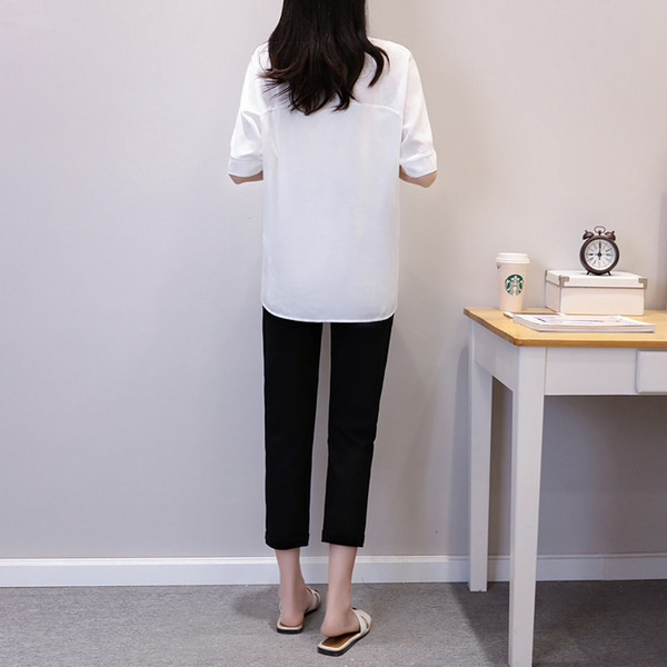 Лятна риза от шифон с връзки на талията за бременни