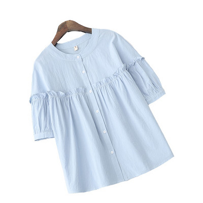 Свободен модел риза за бременни с 3/4 ръкав и къдри