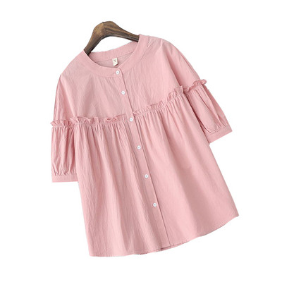 Свободен модел риза за бременни с 3/4 ръкав и къдри