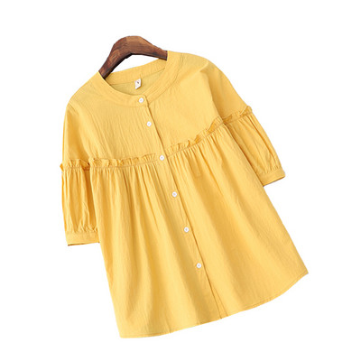 Свободен модел риза за бременни с 3/4 ръкав и къдри