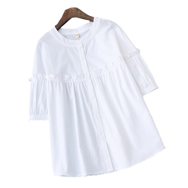 Свободен модел риза за бременни с 3/4 ръкав и къдри