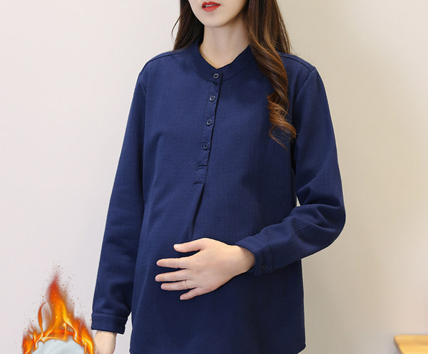 Едноцветна дамска риза с ниска яка за бременни