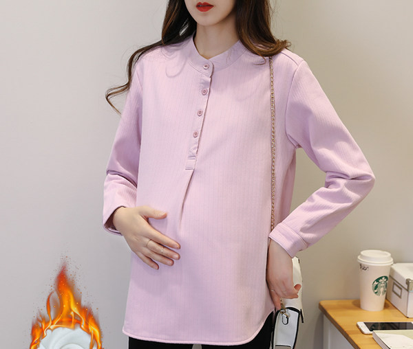 Едноцветна дамска риза с ниска яка за бременни