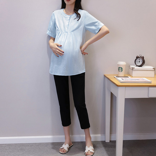 Лятна риза с копчета за бременни