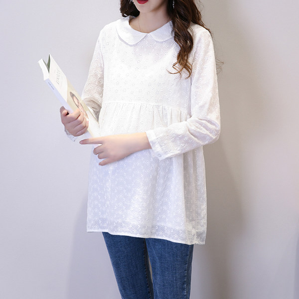 Модерна риза за бременни с бродерия 