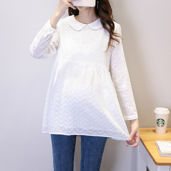 Модерна риза за бременни с бродерия 