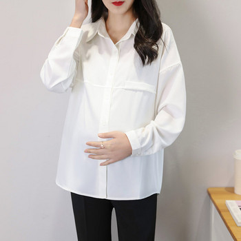 Casual πουκάμισο με κλασικό γιακά και μακρύ μανίκι για εγκυμοσύνη