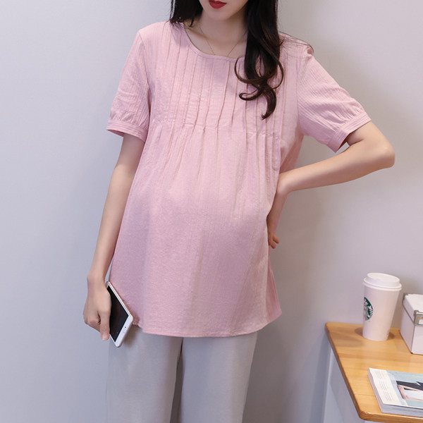 Ежедневна дамска риза с къс ръкав за бременни