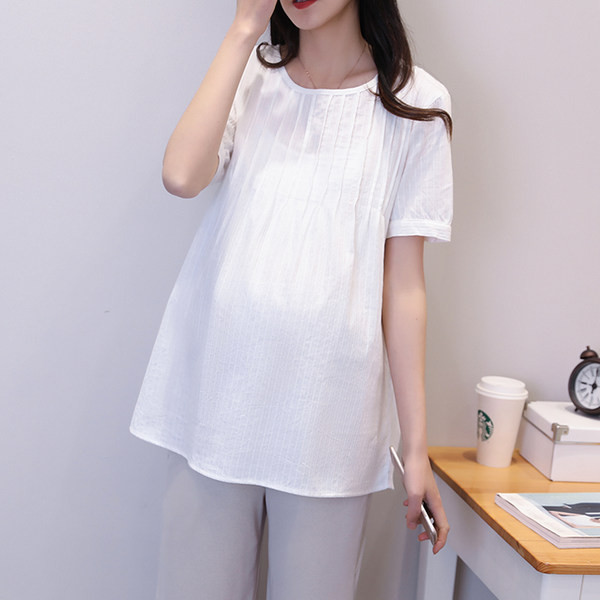 Ежедневна дамска риза с къс ръкав за бременни