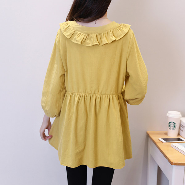 Нов модел риза за бременни с шпиц деколте и къдри