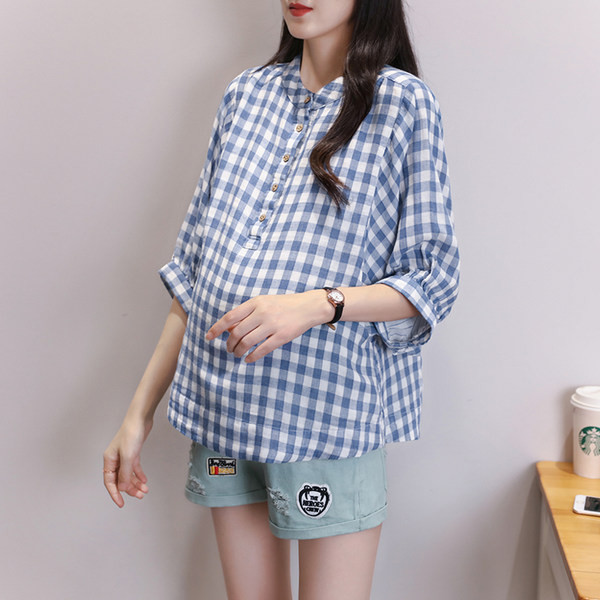 Нов модел дамска карирана риза за бременни