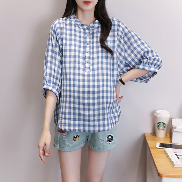 Нов модел дамска карирана риза за бременни