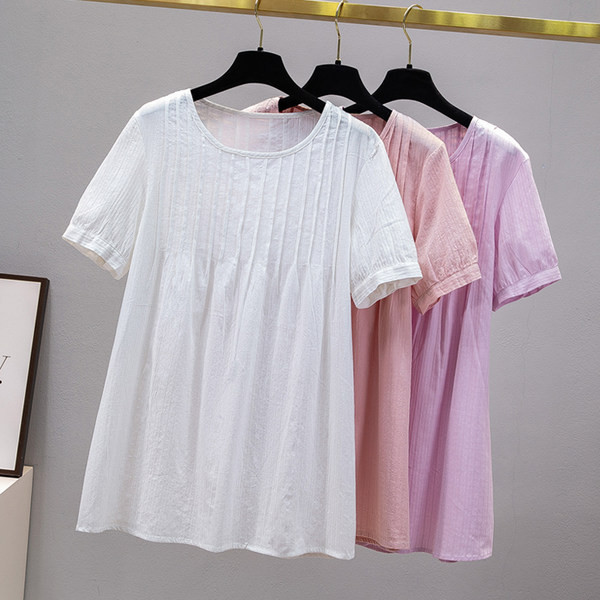 Ежедневна риза за бременни с къс ръкав и овално деколте 