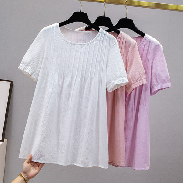 Ежедневна риза за бременни с къс ръкав и овално деколте 