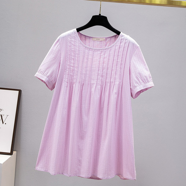 Ежедневна риза за бременни с къс ръкав и овално деколте 