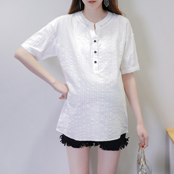 Риза за бременни с копчета - дълъг или къс ръкав