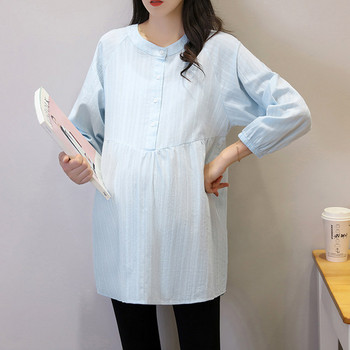 Μοντέρνο πουκάμισο εγκυμοσύνης με στρογγυλή λαιμόκοψη για γυναίκες