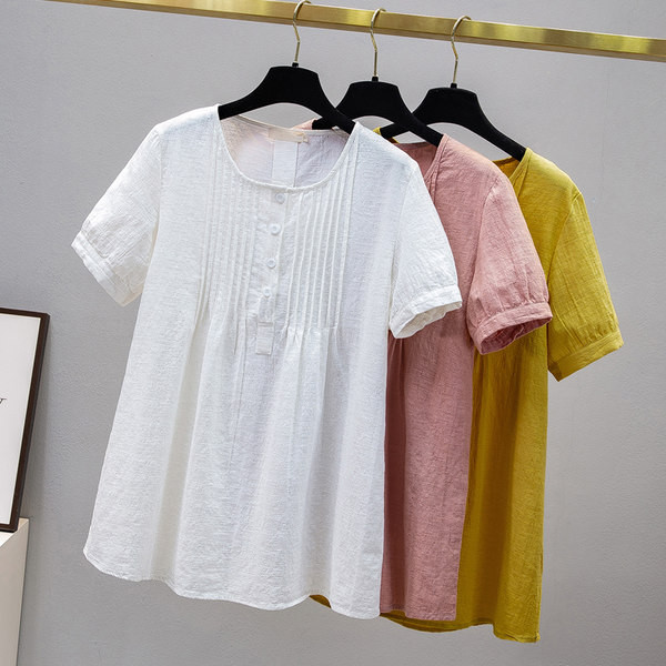 Лятна свободна риза за бременни с овално деколте 