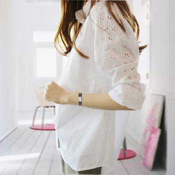 Μοντέρνο λευκό μακρυμάνικο πουκάμισο εγκυμοσύνης για γυναίκες